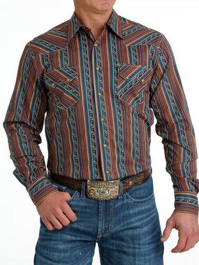 Cinch Men's Multicolor Modern Print Pearl Snap Shirt